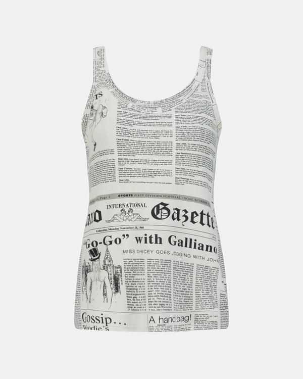 John Galliano Newspaper Print Tank Top